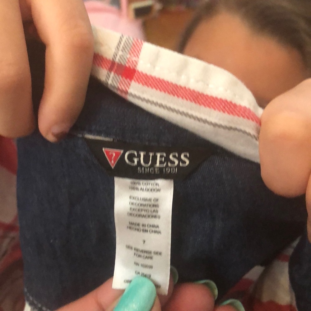 Red & brown boys guess shirt -good condition